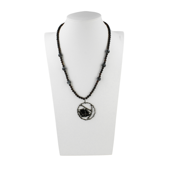 Naszyjnik Handmade Lunar Ring - czarny agat